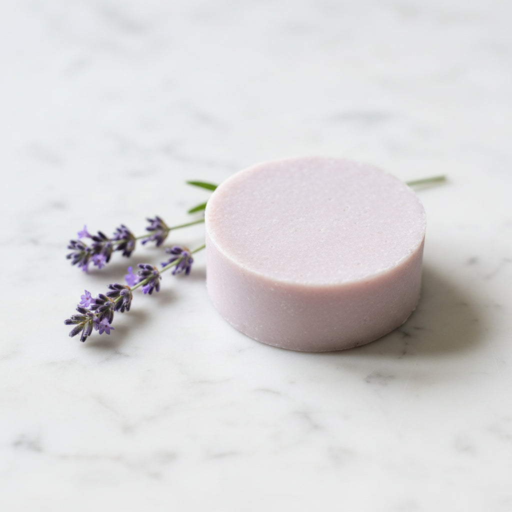 Himalayan Pink Salt Soap bar by purple sage soap company, presented in a tin with loofah soap rest. made in Scotland