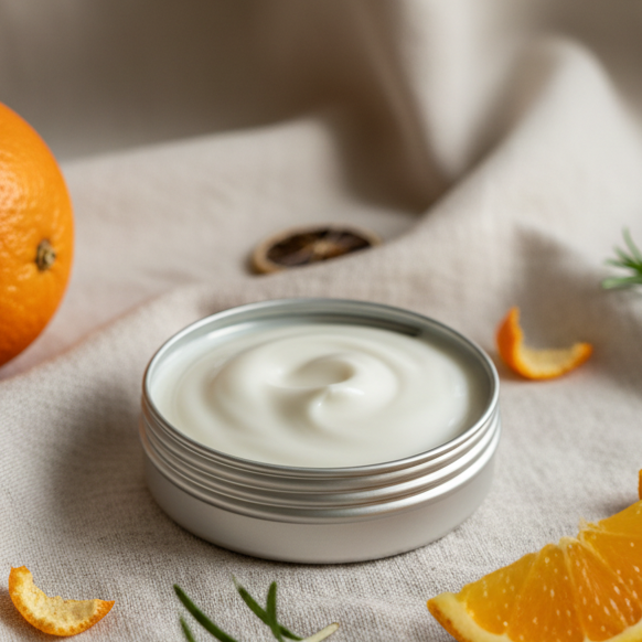 Jar of white cream on a white background